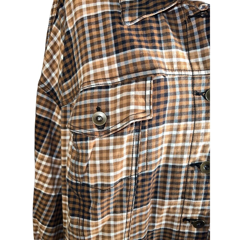 Plus Size Womens Plaid Button-Up Cropped Shirt 26/28W By Cato - Picture 8 of 11